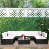 NNEDPE 7pc Black PE Rattan Outdoor Sofa Furniture Garden Patio Set Black