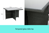NNEDPE 9pc Outdoor Furniture PE Rattan Cube Dining Garden Set