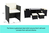 NNEDPE 9pc Outdoor Furniture PE Rattan Cube Dining Garden Set