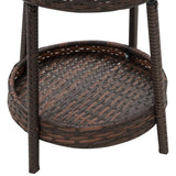 NNEDPE Rattan Outdoor Cooler Table Mini Bar Ice Cool Coffee - Brown