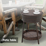 NNEDPE Rattan Outdoor Cooler Table Mini Bar Ice Cool Coffee - Brown