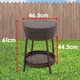 NNEDPE Rattan Outdoor Cooler Table Mini Bar Ice Cool Coffee - Brown