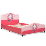NNECW Kids Children Upholstered Platform Toddler Bed with Girl Pattern