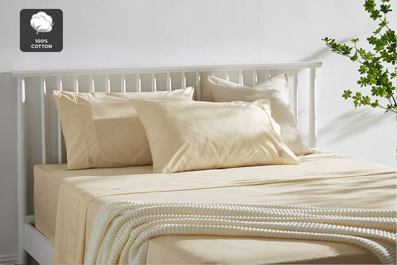 NNEKG 300TC Classic Percale Sheet Set (Sand Queen)