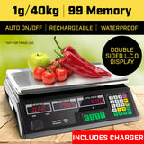 NNEDPE 40kg Digital Kitchen Food Scale Black