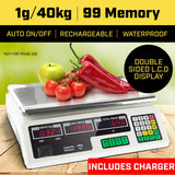 NNEDPE 40kg Digital Kitchen Food Scale White