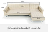 NNEDPE Corner Sofa Bed Couch Lounge Futon with Chaise - Beige