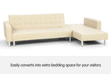 NNEDPE Corner Sofa Bed Couch Lounge Futon with Chaise - Beige