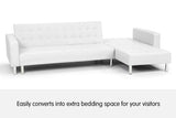 NNEDPE Corner Sofa Bed Couch Lounge with Chaise - White