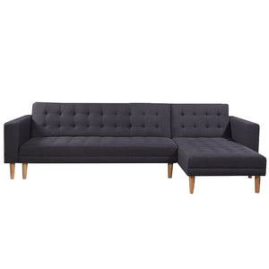 NNEDPE Sarantino Linen Fabric Corner Sofa Bed Couch Lounge w/ Chaise D.Grey