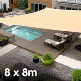 NNEDPE Wallaroo Rectangular Shade Sail 8m x 8m - Sand