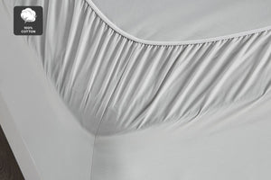 NNEKG 300TC Classic Percale Fitted Sheet (Silver King)