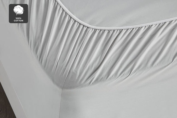 NNEKG 300TC Classic Percale Fitted Sheet (Silver King)