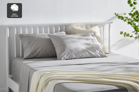 NNEKG 300TC Classic Percale Sheet Set (Silver Queen)