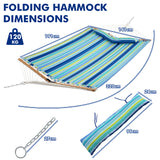 NNECW  Outdoor Portable Quilted Fabric Hammock with Detachable Pillow without Stand-Blue
