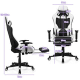 NNECW Adjustable Gaming Chair with Health Massager Lumbar Support-White