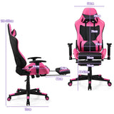 NNECW Adjustable Gaming Chair with Health Massager Lumbar Support-Pink