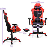 NNECW Adjustable Gaming Chair with Health Massager Lumbar Support-Red