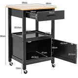 NNECW Kitchen Island Cart with 4 Flexible Universal Wheels Black