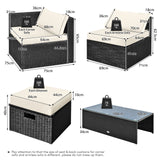 NNECW  8 Pieces Outdoor PE Rattan Conversation Set with Washable Cushion Covers-White