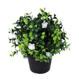 NNEDSZ Potted Artificial Flowering Boxwood Plant UV Resistant 20cm