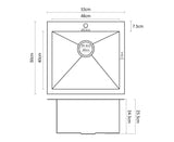 NNEDPE 304 Stainless Steel Undermount Topmount Kitchen Laundry Sink - 530 x 500mm