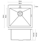 NNEDPE 304 Stainless Steel Undermount Topmount Kitchen Laundry Sink - 530 x 500mm