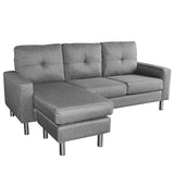 NNEDPE Sarantino Linen Corner Sofa Couch Lounge Chaise with Metal Legs - Grey