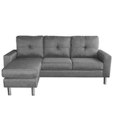 NNEDPE Sarantino Linen Corner Sofa Couch Lounge Chaise with Metal Legs - Grey