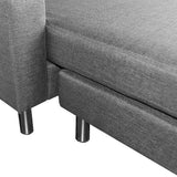 NNEDPE Sarantino Linen Corner Sofa Couch Lounge Chaise with Metal Legs - Grey