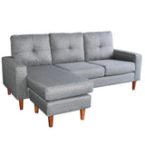 NNEDPE Sarantino Linen Corner Sofa Couch Lounge Adjustable Chaise - Grey