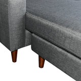 NNEDPE Sarantino Linen Corner Sofa Couch Lounge Adjustable Chaise - Grey