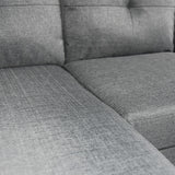 NNEDPE Sarantino Linen Corner Sofa Couch Lounge Adjustable Chaise - Grey