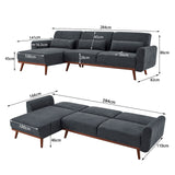 NNEDPE Sarantino Faux Velvet Sofa Bed Couch Lounge Chaise Cushions Dark Grey