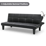 NNEDPE Sarantino 2 Seater Modular Faux Leather Fabric Sofa Bed Couch - Black