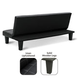 NNEDPE Sarantino 2 Seater Modular Faux Leather Fabric Sofa Bed Couch - Black