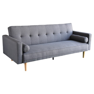 NNEDPE Sarantino 3 Seater Linen Sofa Bed Couch with Pillows - Dark Grey