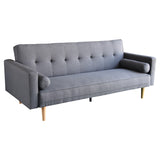 NNEDPE Sarantino 3 Seater Linen Sofa Bed Couch with Pillows - Dark Grey
