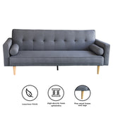 NNEDPE Sarantino 3 Seater Linen Sofa Bed Couch with Pillows - Dark Grey