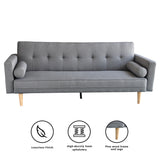NNEDPE Sarantino 3 Seater Linen Sofa Bed Couch with Pillows - Light Grey