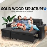 NNEDPE Sarantino Corner Sofa Bed Storage Chaise Couch Faux Leather Black