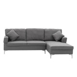 NNEDPE Sarantino Linen Corner Sofa Couch Lounge L-shape w/ Left Chaise D.Grey