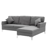NNEDPE Sarantino Linen Corner Sofa Couch Lounge L-shape w/ Left Chaise D.Grey