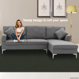 NNEDPE Sarantino Linen Corner Sofa Couch Lounge L-shape w/ Left Chaise D.Grey