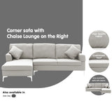 NNEDPE Sarantino Linen Corner Sofa Couch Lounge with Chaise Seat Light Grey