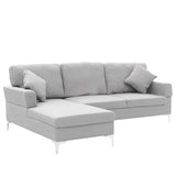 NNEDPE Sarantino Linen Corner Sofa Couch Lounge with Chaise Seat Light Grey