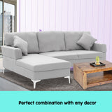 NNEDPE Sarantino Linen Corner Sofa Couch Lounge with Chaise Seat Light Grey