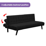 NNEDPE Sarantino 3-Seater Corner Sofa Bed Lounge Chaise Couch - Black