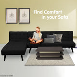 NNEDPE Sarantino 3-Seater Corner Sofa Bed Lounge Chaise Couch - Black