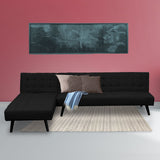 NNEDPE Sarantino 3-Seater Corner Sofa Bed Lounge Chaise Couch - Black